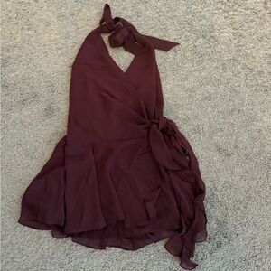 Abercrombie & Fitch Wine Halter Mini Dress
